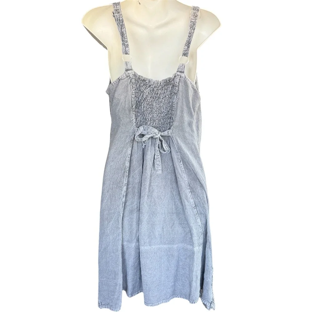 Advance Apparels Embroidered Midi Sun Dress Acid Wash Sleeveless Boho Women S